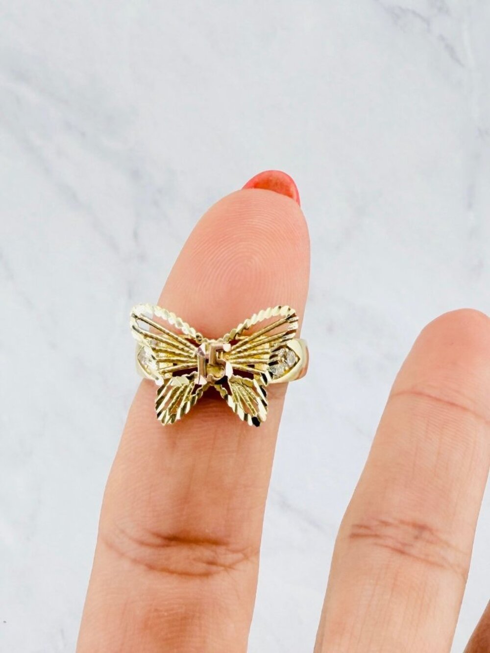 10K Gold butterfly Ring Sweet 15 / Quinceañera Ring 7.5 jewelry birthday